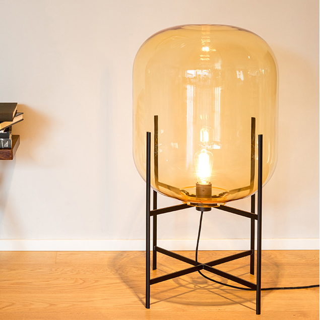 Glasleuchte ODA MEDIUM amber/schwarz